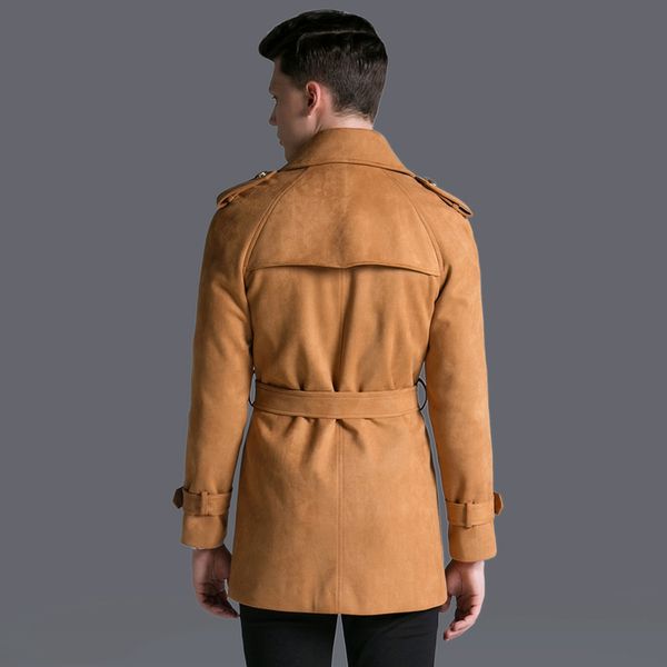 

men's trench coats windbreaker autumn winter jacket casual double breasted adjustable waist fashion plus size smlxl2xl3xl4xl5xl, Tan;black