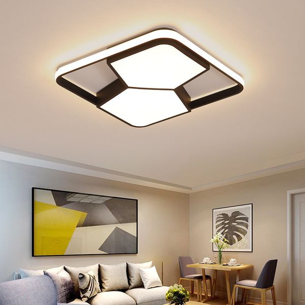 

square/rectangle modern led ceiling lihgts for living room bed room lights lampada white/black led ceiling lamp light fixtures
