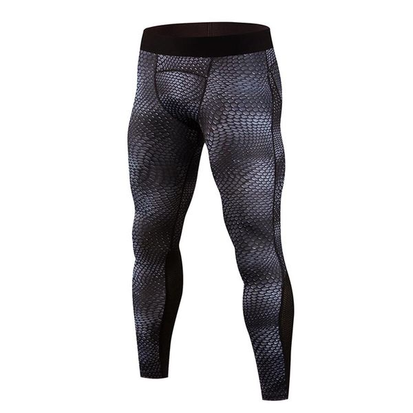 

men's compression pants capris sweatpants pant leggings snake skin print running sports gym fitness male crossfit tight trousers, Black;blue
