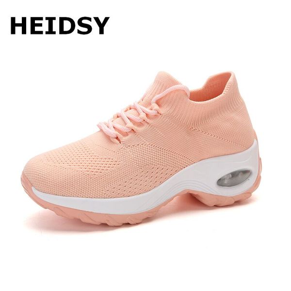 

sneakers women mesh flat autumn ladies lace up stretch fabric platform vulcanized casual shoes female breathable fashion, Black
