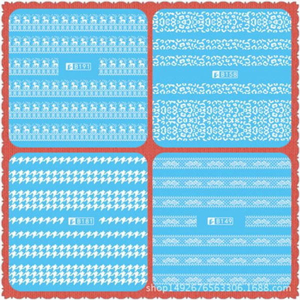 

5sheet houndstooth lace white nail water stickers designs nail art stickers decals makeup diy water tattoos manicure b169-192, Black