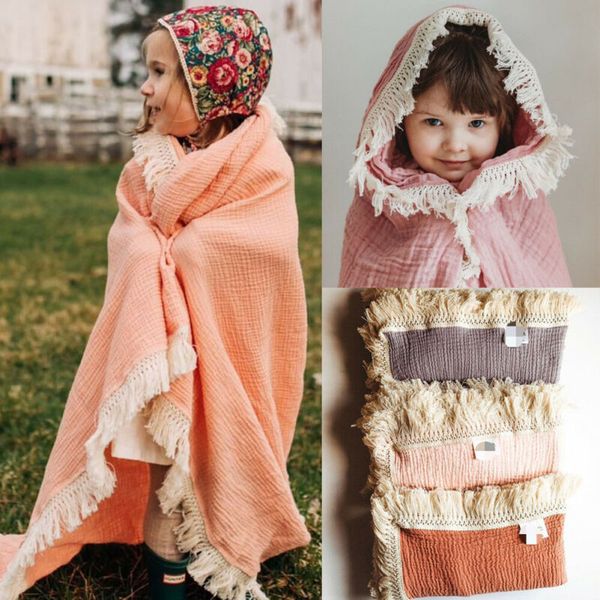 

2019 newborn cotton blanket tassel swaddling baby girl boy swaddle wrap blanket muslin 100% cotton sleeping mat