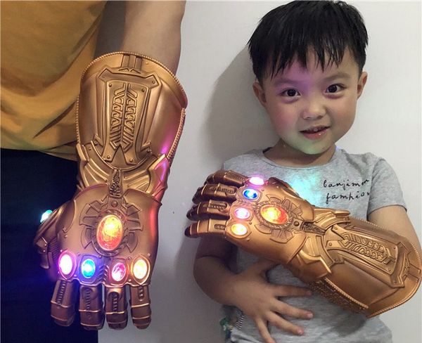 

new thanos iron gloves infinity war pvc light up gloves electronic fist halloween cosplay iron glove child party costume supplies fa2430