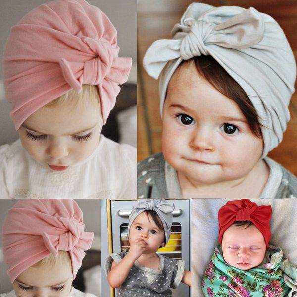 

cute newborn kids baby boy girl bowknot soft beanie hat cap hair accessories for 0-6y, Yellow