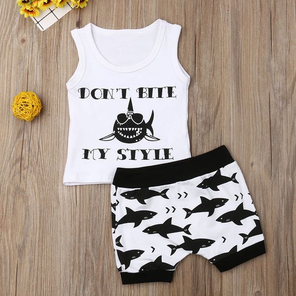 

toddler kid baby boys letter print vest cartoon shorts 2pc outfits summer clothes dropping roupa menino new, White
