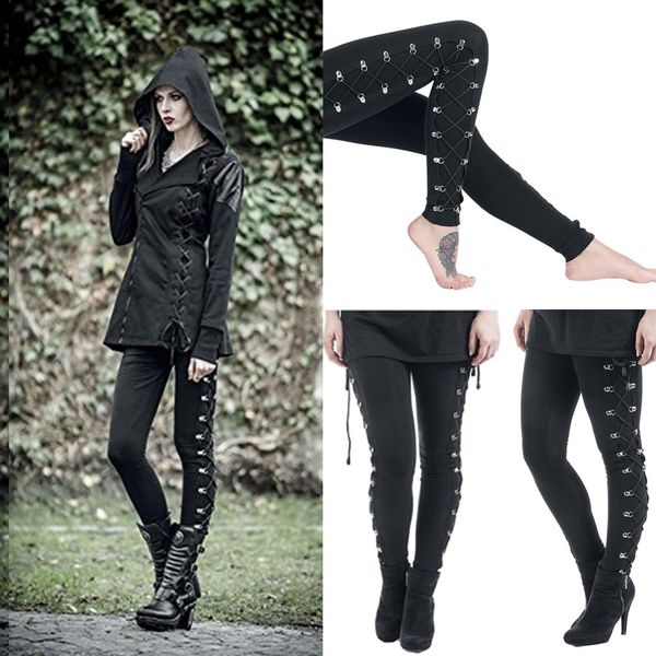 

leggings sport women fitness gothic side lace up leggings black skinny push up trousers workout running sports gym leggings #20