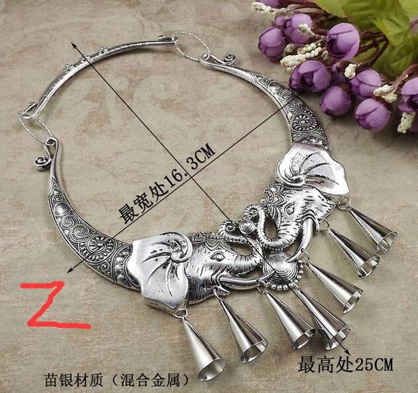 

xia select style miao necklace yunnan national style retro necklace collars exaggeration jewelry a1200, Silver