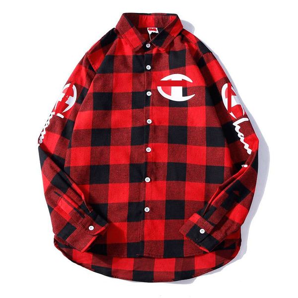 

ss mens designer shirt luxury men shirts champions brand shirt printing embroidery women casual spring comfortable plaid shirt, White;black