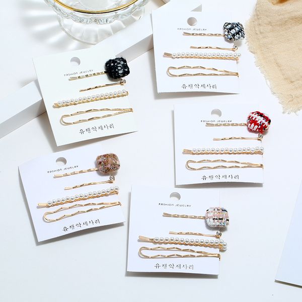 

корейский стиль клип pearl hair hand-made pearl шпилька фа ши цзя девушки челок слово шпилька, Silver