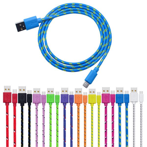 

3m braided nylon micro usb charger sync data charging cable cord for android