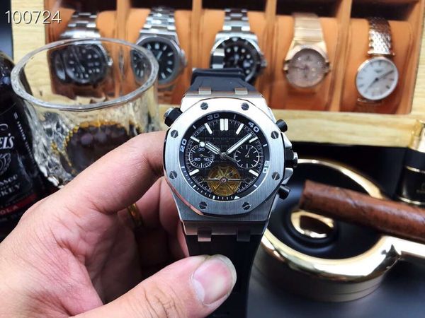 

3a luxury men's flywheel automatic mechanical watch 42mm royal oak sport model 15400 316l steel rubber strap mask, Slivery;brown