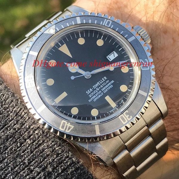 

version antique men watch bp factory 1665 sea-dweller double red 40mm black dial ceramic 2813 movement automatic watches wristwathes, Slivery;brown