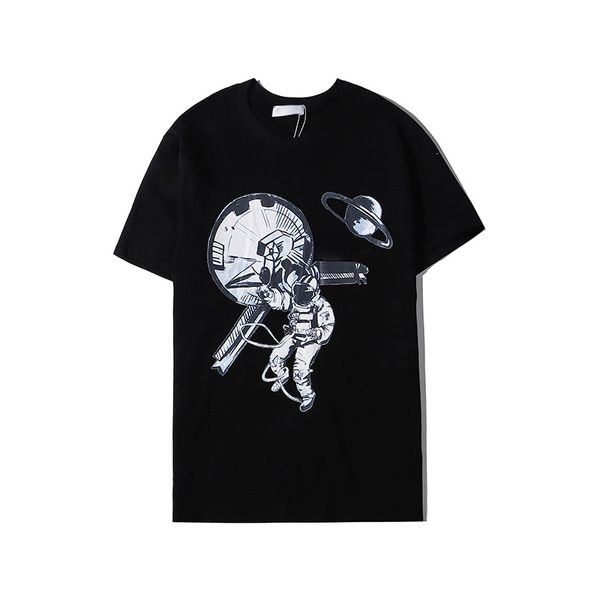 

t-shirt новые мужские рубашки повседневные конструктор мужские женские с астронавтом печать мода мужчины дышащий тенниску 2 цвета размер s-2, White;black