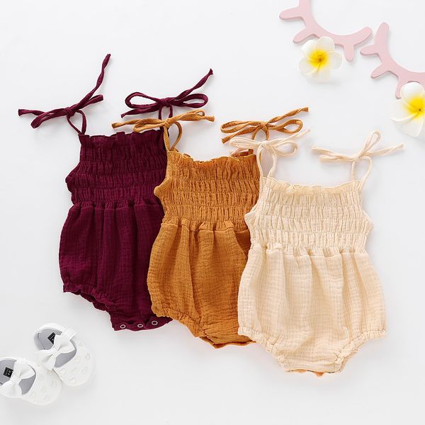 

lovely newborn baby girls summer romper 2019 sleeveless ruffles jumpsuit outfits baby girls cotton romper new born clothes 0-18m, Blue