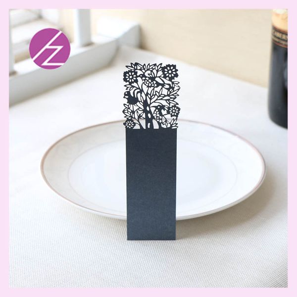 

hollow laser cut fantasy garden bookmark pearl paper wedding invitation festival thanksgiving ceremony invitation card celebration card, Black