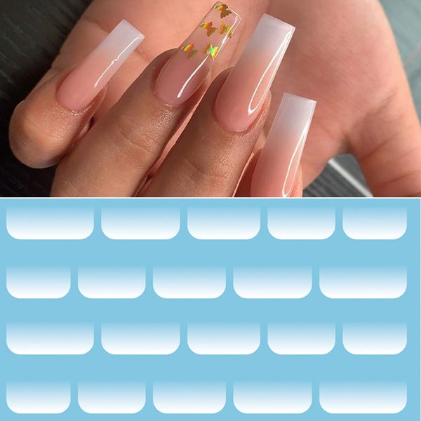 

1 pc protein white gradient water nail decals sticker fresh transfer stickers nature nail art watermark accessories, Black