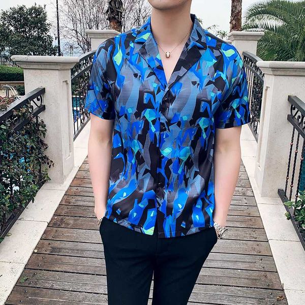 

2019 лето hawaiian shirt мужчины с коротким рукавом печати мужские рубашки платья british style slim fit повседневная мужчины рубашка 3xl ка, White;black