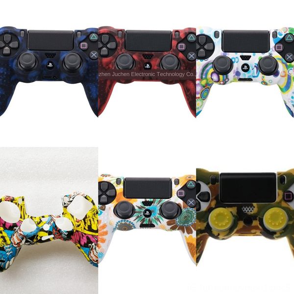 

lllh9 skin controller silicone case flowers printing waterproof ps4 protective cover for sony play station 4 ps 4 dualshock 4 gamepad