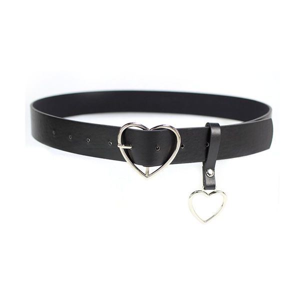

fashion belt women pu leather metal heart buckle corset belt for women party dress decor waistband ladies belts streetwear 105cm, Black;brown
