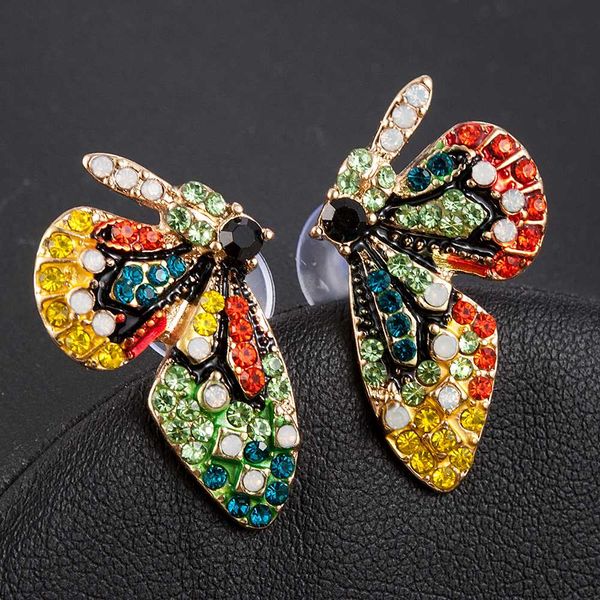 

fashion full crystal colorful butterfly ear stud earrings women jewelry party aretes de mujer modernos 2019, Golden;silver