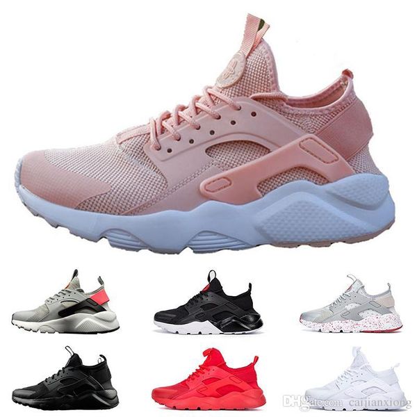 

2019 new huarache 4 iv ultra running shoes for mens women fashion triple white black red huaraches sports designer sneakers outdoor shoe, White;red