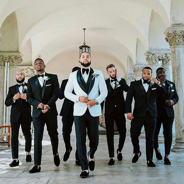 

latest coat pants designs white suits mens wedding groom tuxedos slim fit man blazer terno masculino (jacket+pants+vest, White;black