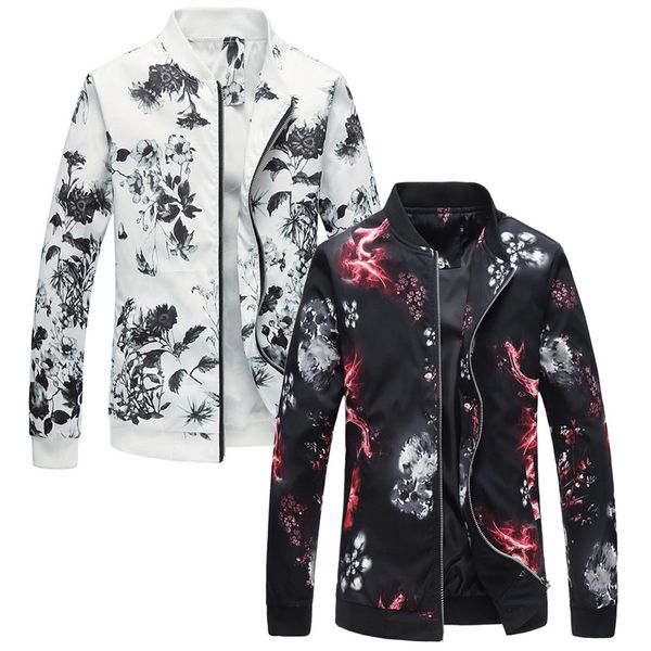 

2019 male new men's print jackets zipper streetwear out door coats handsome baseball suit slim jackets dropshipping 20, Black;brown