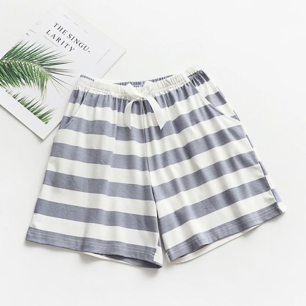 

loose leisure short striped pants women sleep bottoms pajamas print cotton loose cofortable home shorts summer new styles, Black;red