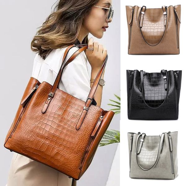 

ocardian women shoulder bag fashion handbags oil wax leather large capacity tote bag casual pu leather women messenger s3
