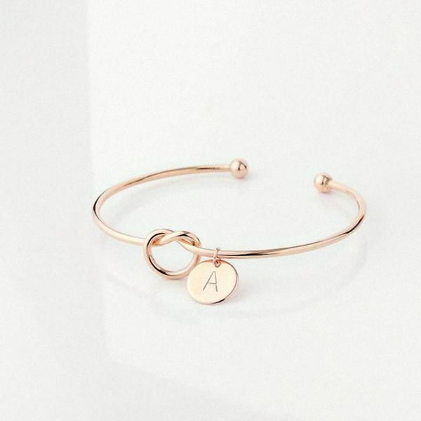 

wholesal initial knotted bracelet 26 letters wild girlfriends charm bracelet fashion casual love opening bangle bracelet women party jewelry, White