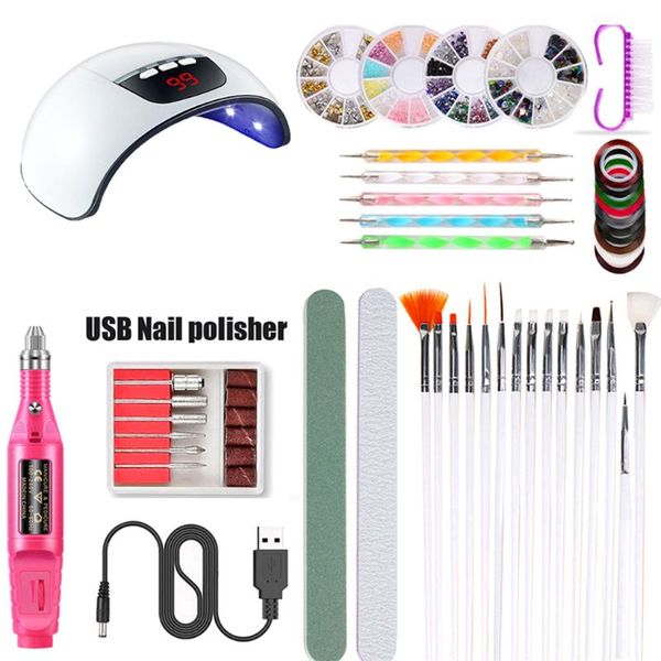 

nail art set usb 45w uv nail dryer lamp electric polisher dotting painting pen