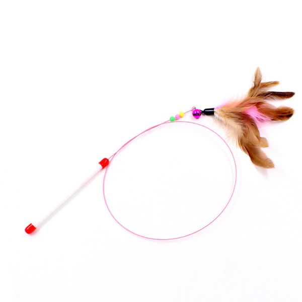 

cats toys 90cm color feather small bell rocker tease pet cat interactive toy pets toy supplies