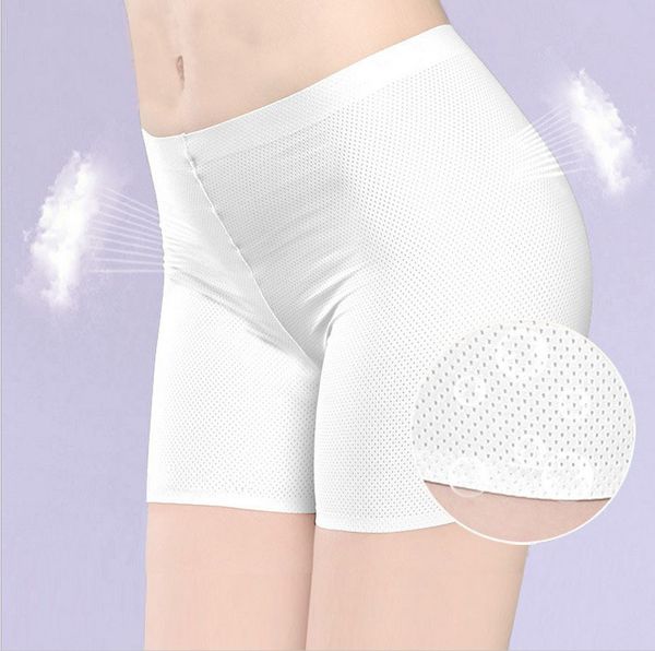 

yiwumart seamless safety yoga short pants silk for women under skirt cool shorts breathable short tights comfortable panties, White;red