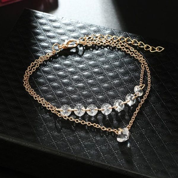 

women anklets bangle bracelet bohemia shell rhinestone lady cute gold color women fashion jewelry girls lovers valentine gift, Red;blue