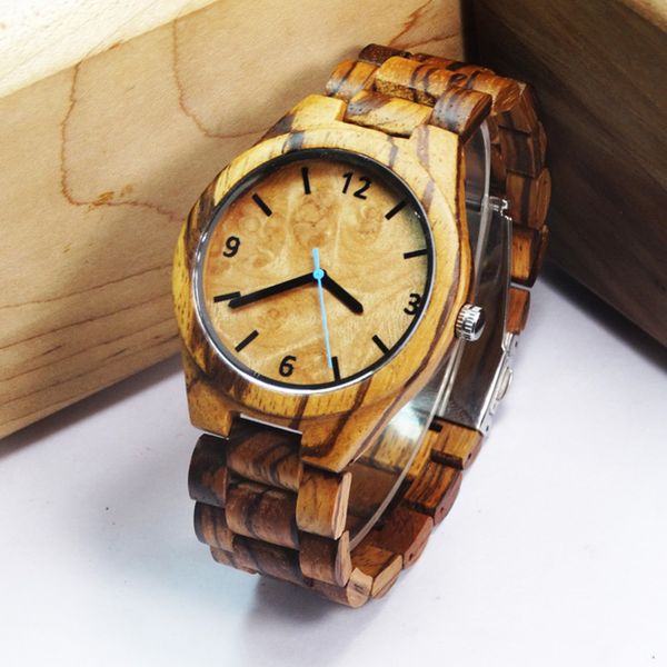 

2017janpan movement full zebra wooden watch for mens fashion business clock for husband's gifts in box, Slivery;brown