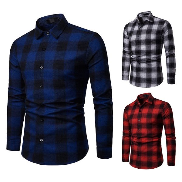 

men's casual shirts business spring and autumn check long-sleeve shirt, White;black