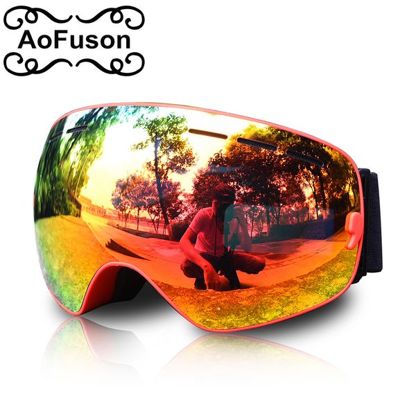 

aofuson brand professional ski goggles double lens anti-fog uv400 big spherical ski glasses men women snow skiing skating mask