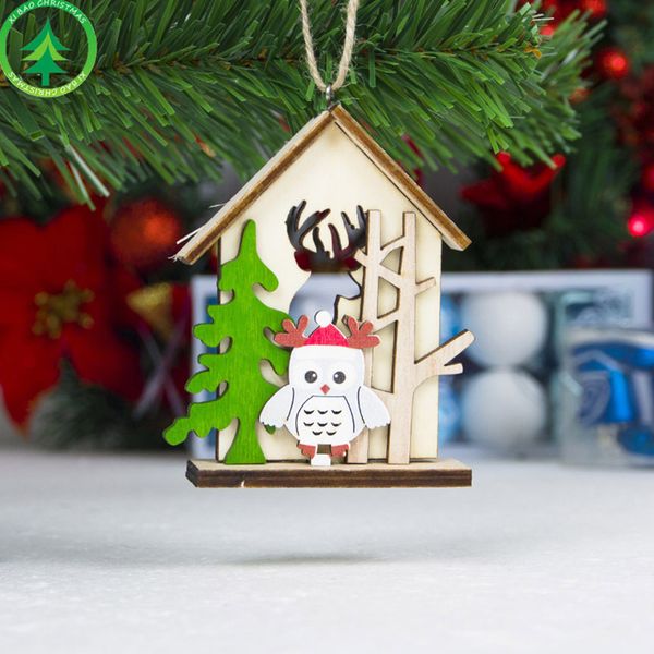 

elk snowman chalet wooden for festival hanging tree decorations ornament pendant hanging card cartoon christmas log cabin