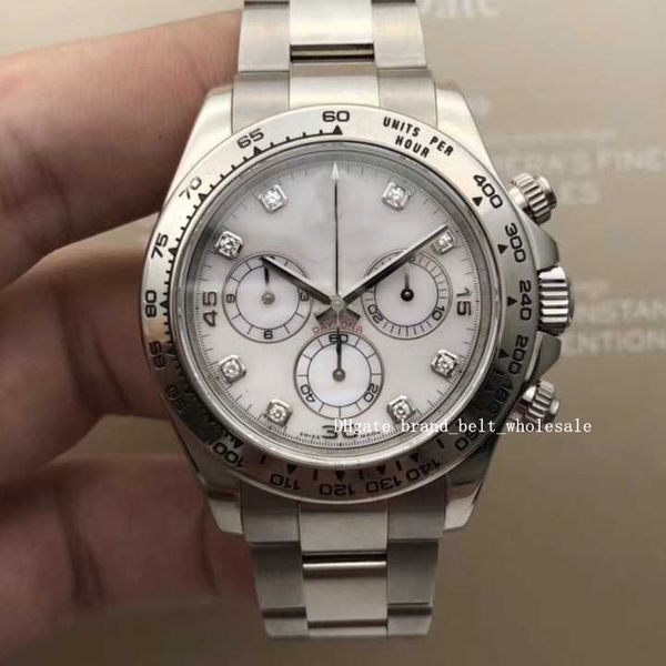 

shopkeeper recommend 2813 116509 116503 white mother-of-pearl disc diamond 40mm no cosmograph stainless steel automatic watch men's wat, Slivery;brown