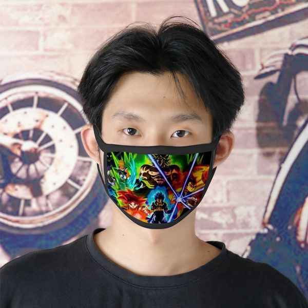 

dhl shipping dragon ball super manga 0620 washable face mask reusable facemasks for lady ice silk double mask masque tissu tapabocas rk, Black