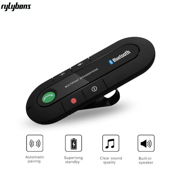

rylybons car bluetooth wireless speaker phone mp3 player hands-car kit sun visor bluetooth receiver charger adapter