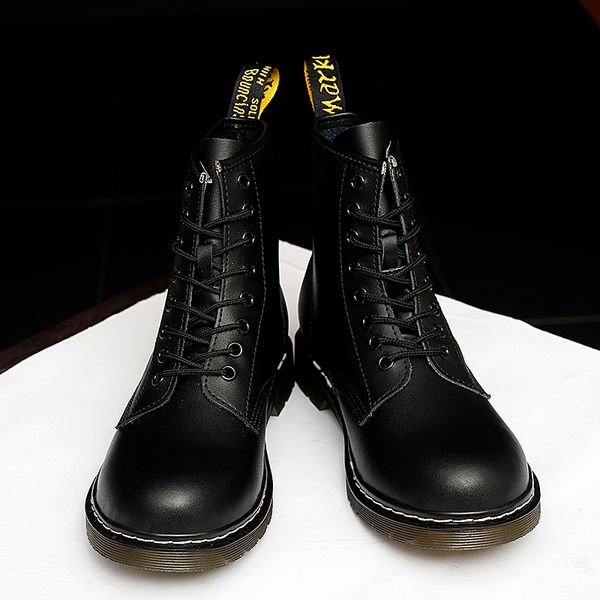 

uyoyu genuine leather plus size 35~45 women boots ankle boots winter work safeti solid ankle female punk couple shoe, Black