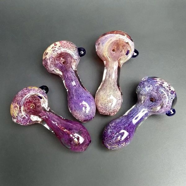 

2020 оптовый мини Pyrex стекло труб нефть горелки курительная трубка аксессуары красивые цветные 3D-розовый фиолетовый стекло ложка трубы рука трубы 3 дюйма