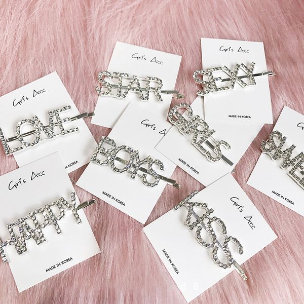 

2019 new women girls luxury crystal letter hair clips headbands lovely barrettes headwear hairpins fashion hair accessories, Black;brown