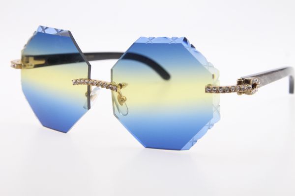 

оптовая высокого класса бренда очки 4189706 rimless черный цветок буффало хорн алмазный солнцезащитные очки унисекс stone очки с коробкой ре, White;black