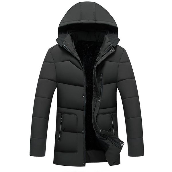 

long parkas winter jacket men 2019 new warm windproof casual outerwear mens padded cotton hooded coat male green windbreaker, Black