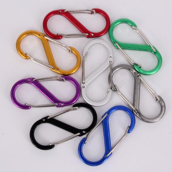 

large keychain multifunctional key ring outdoor tools camping s-biner s-type buckle 8 characters quickdraw carabiner backpack two-way backpa