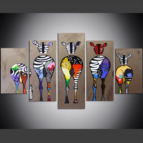 

5 piece large size canvas wall art pictures creative zebra bum animals poster art print oil painting for living room