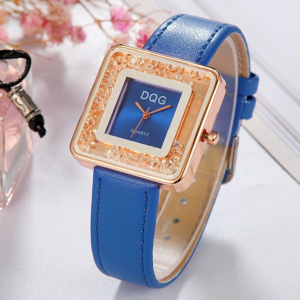 

reloj mujer women watches stylish fashion lady leather strap watch rhinestone case watch luxury square dial 2019 zegarek damski, Slivery;brown