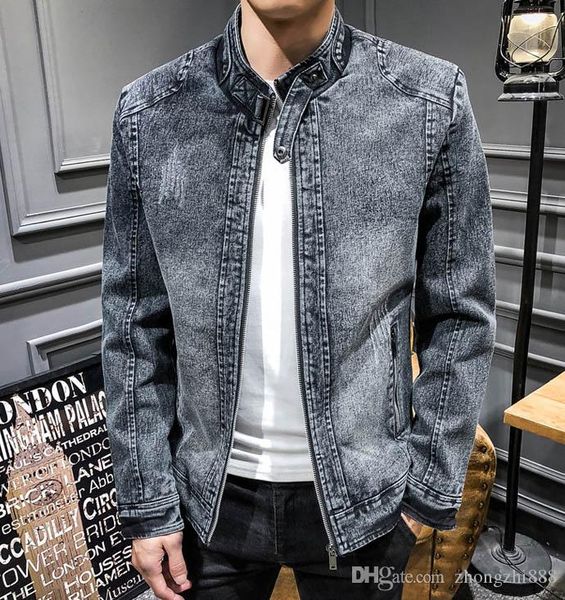 

2020 luxury mens designer jacket trend retro denim jacket youth zipper blue jackets old fashion collar designer jacket selling, Black;brown
